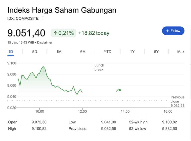 IHSG Tembus 9.000, Dana Asing Deras dan Saham Komoditas Jadi Primadona